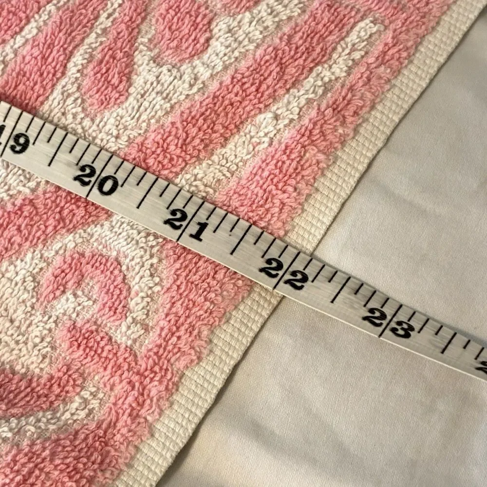 MCM Cannon Monticello Towel Set Bath Hand Towel Pink White Jacquard Fleur De Lis
